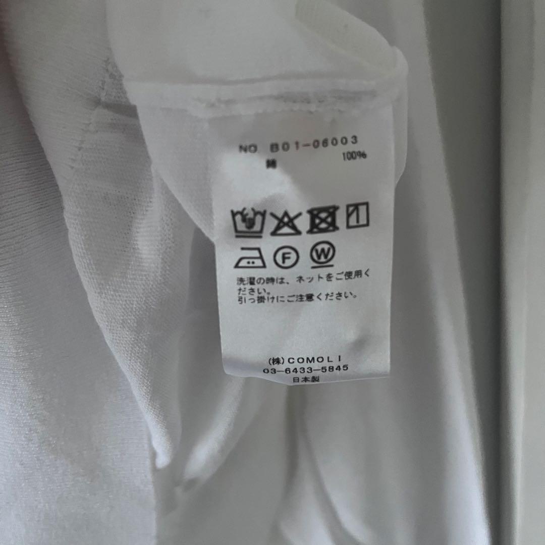 新品　4.6万　COMOLI ホワイト 長袖ポロシャツ