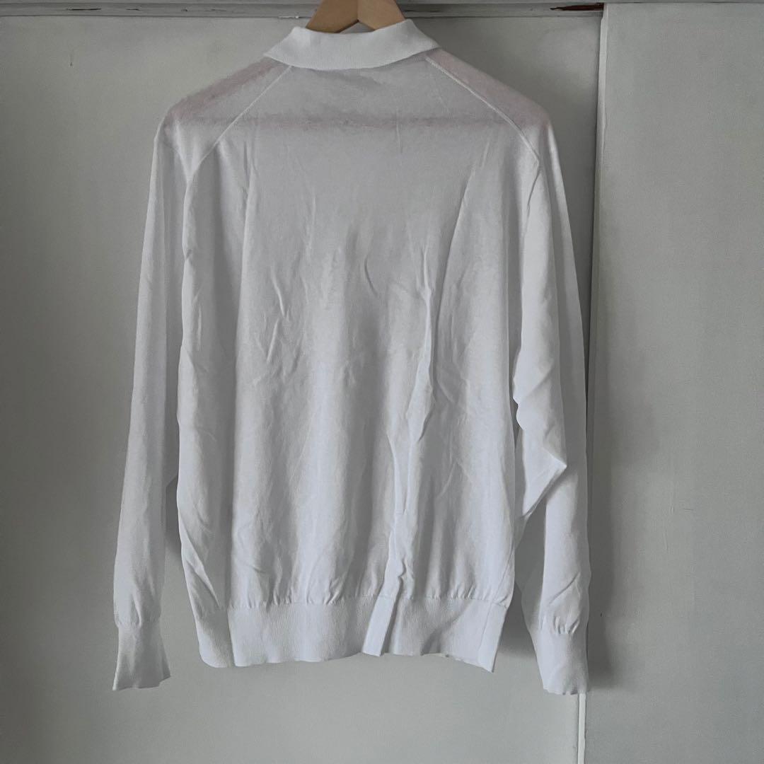 新品　4.6万　COMOLI ホワイト 長袖ポロシャツ