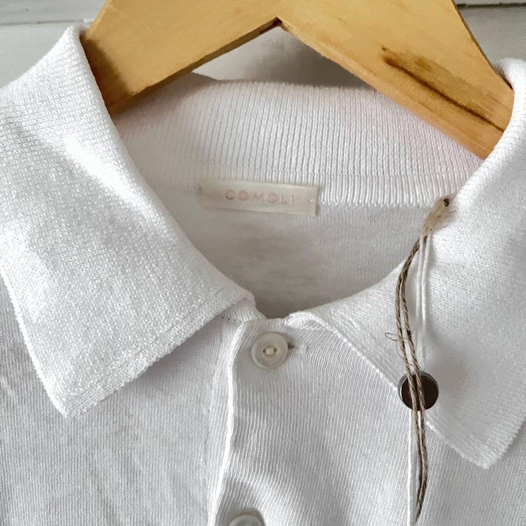 新品　4.6万　COMOLI ホワイト 長袖ポロシャツ