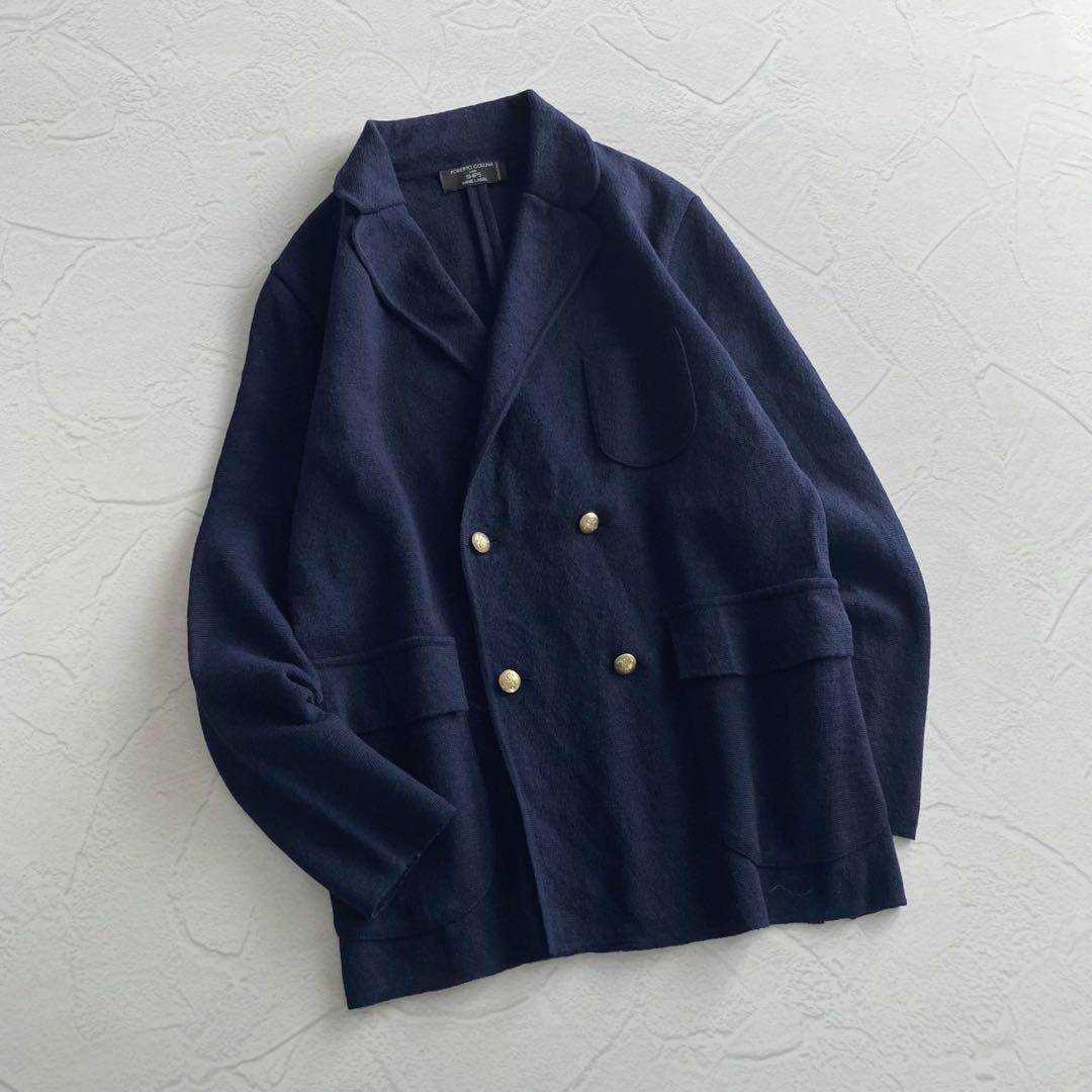 【極美品】ロベルトコリーナ シップス ウール ニット ダブルジャケット 金ボタン
