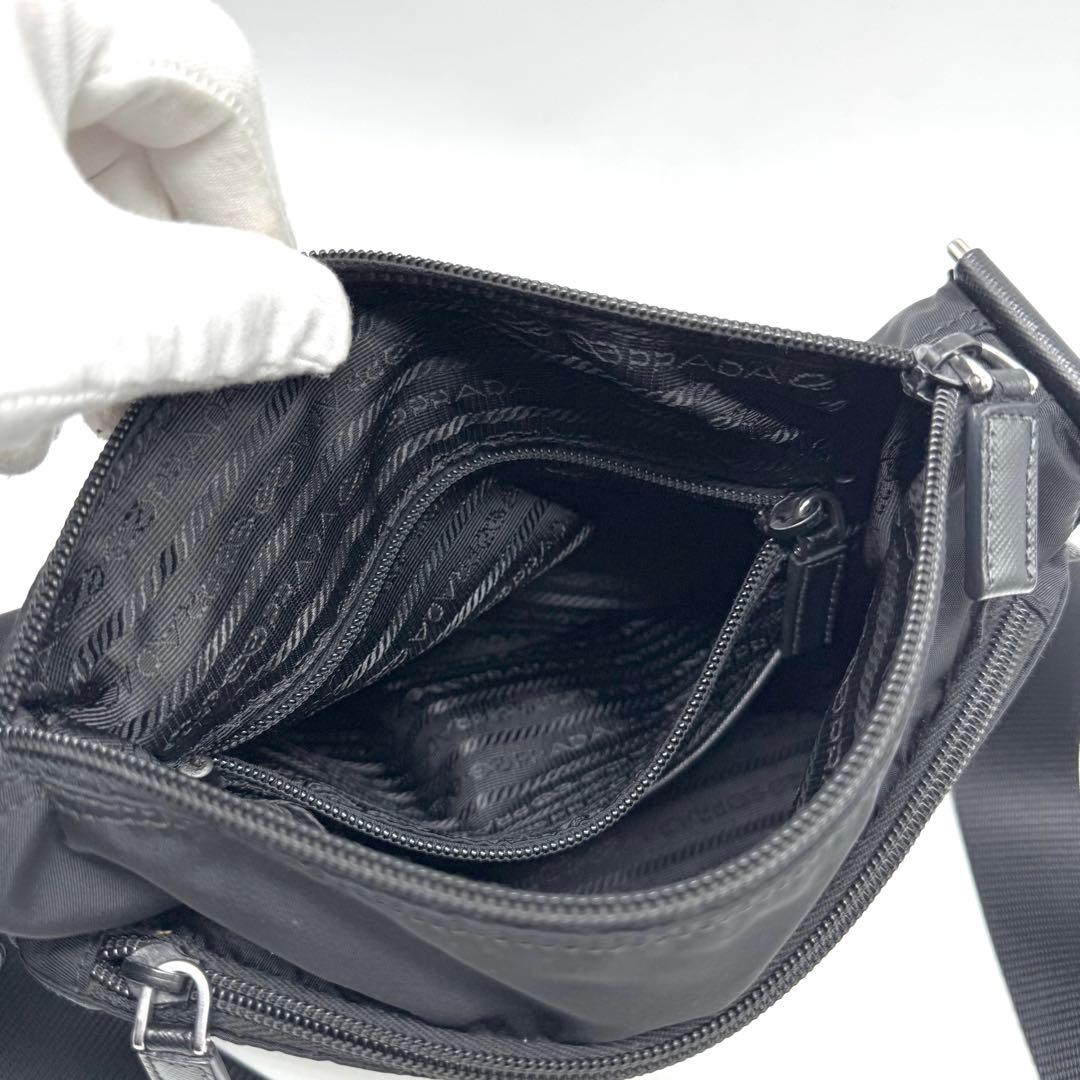 【現行型・極上美品✨】プラダ ショルダーバッグ サフィアーノレザー ナイロン 黒