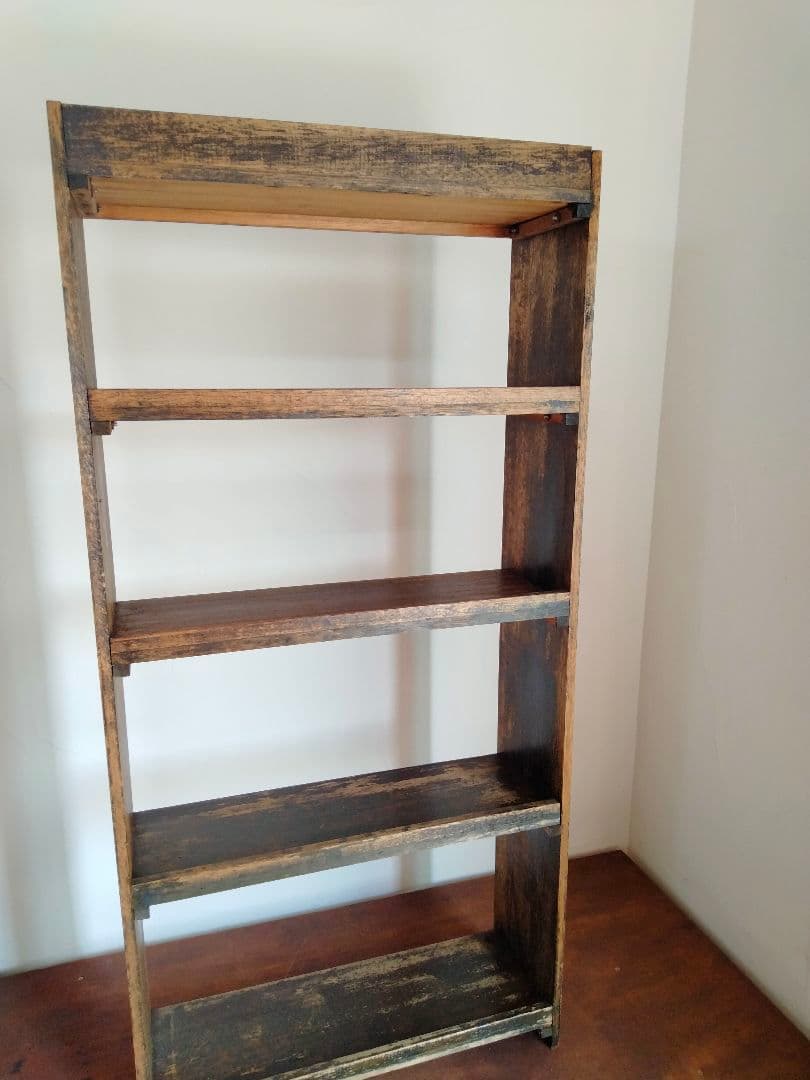 古道具　木製 　ヴィンテージ 本棚 5段