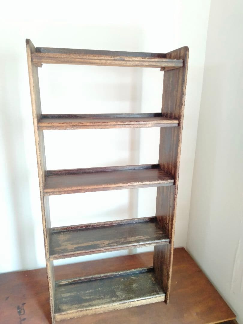 古道具　木製 　ヴィンテージ 本棚 5段