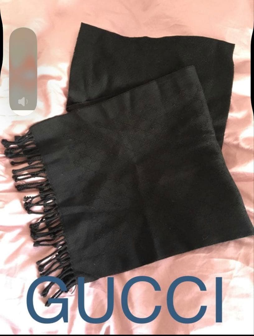 GUCCI 上品ブラックマフラー 美品