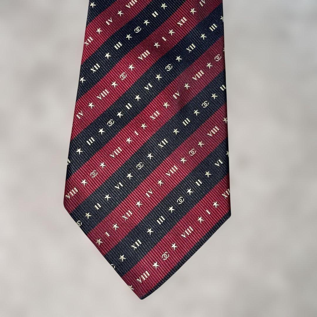 【ネクタイ】シャネル　ココマーク　レジメンタル