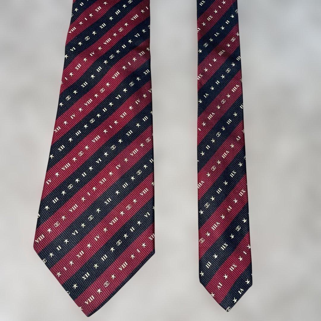 【ネクタイ】シャネル　ココマーク　レジメンタル