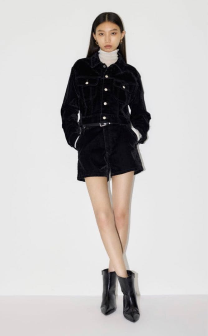 ラ*ウ様 MOUSSY VELVET SHORT ジャケット BLK