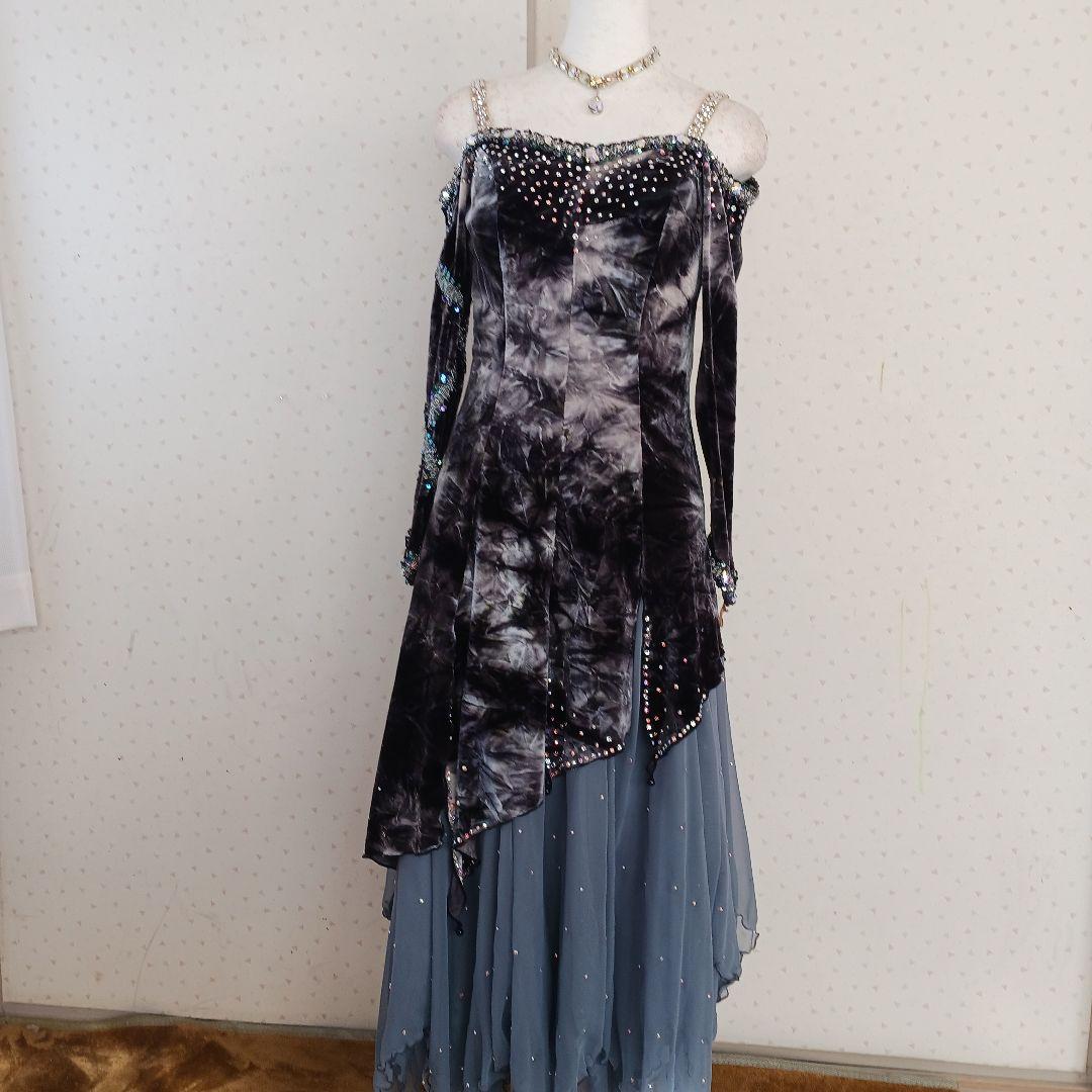 オフショルダー ラテン、スタンダードドレス ビーズ装飾