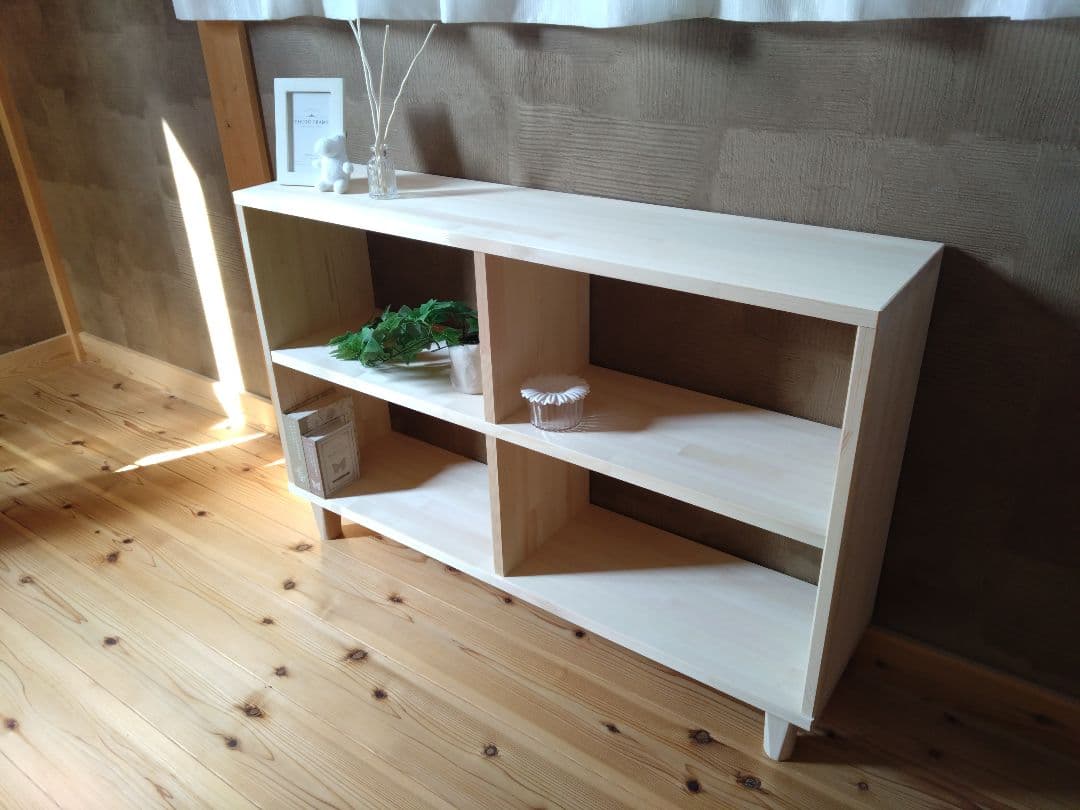 【送料無料】天然木　赤松集成材　足付きスタッキングシェルフ　子供本棚飾り棚収納棚