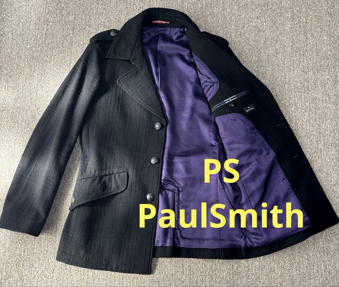 【美品】PS PaulSmith ウール　ピーコート　ブラック　サイズL