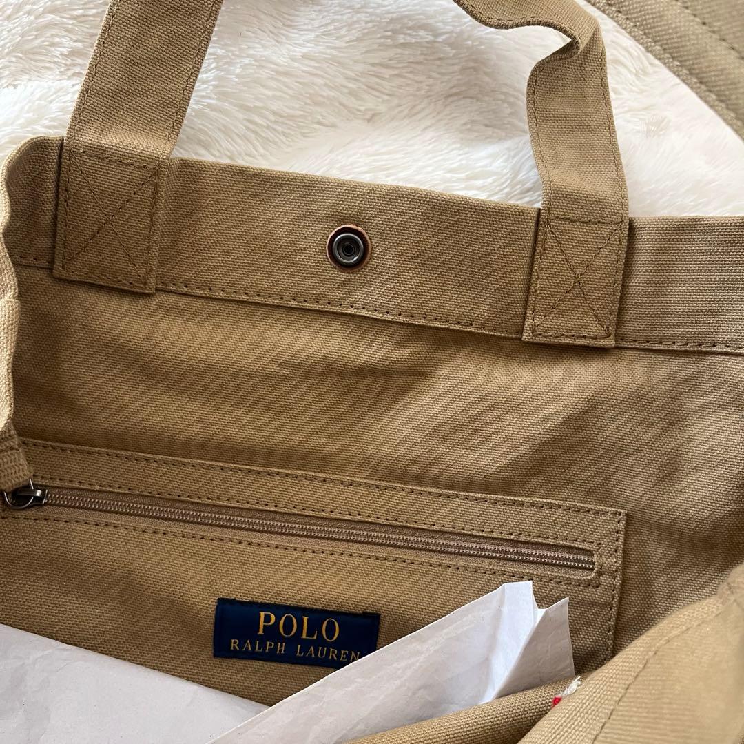 RALPH LAUREN トートバッグ キャンバスショルダー　ポロラルフローレン