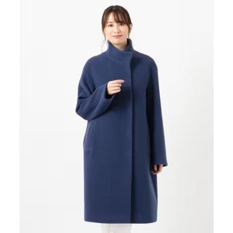 23区　【中村アンさん着用】ダブルクロスベロアスタンドカラーコート　インクブルー