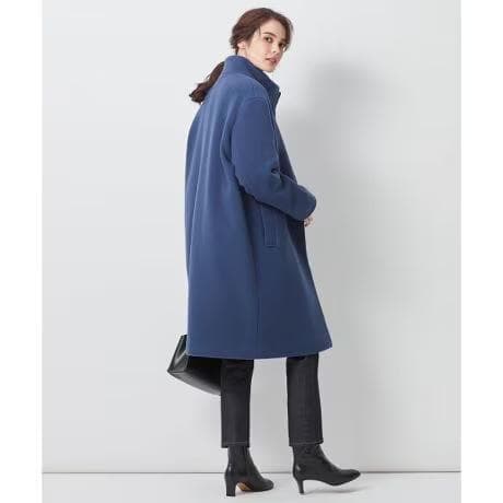 23区　【中村アンさん着用】ダブルクロスベロアスタンドカラーコート　インクブルー