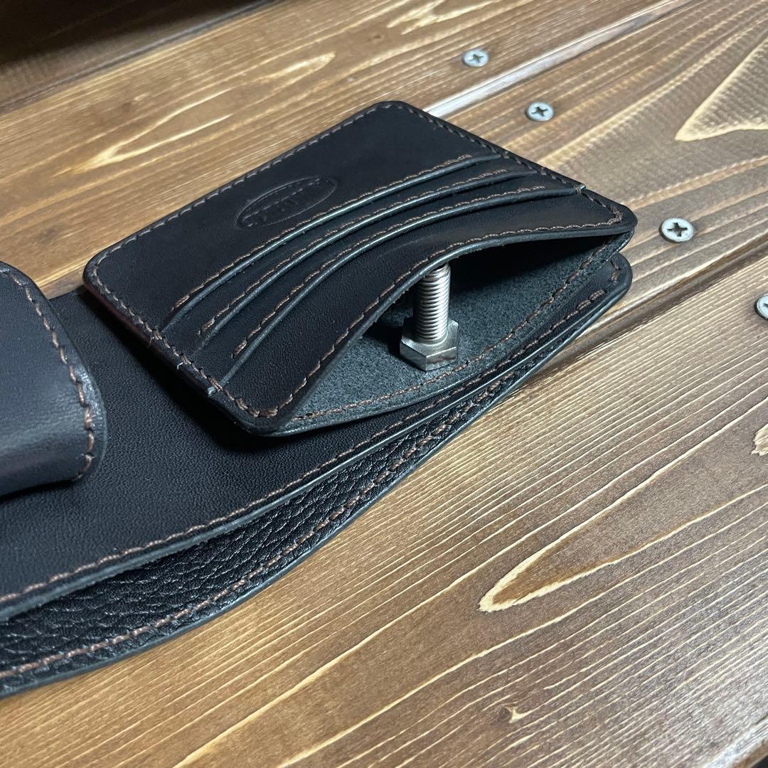 ハーフウォレット　栃木レザー　ワイルドレザー　ブラック