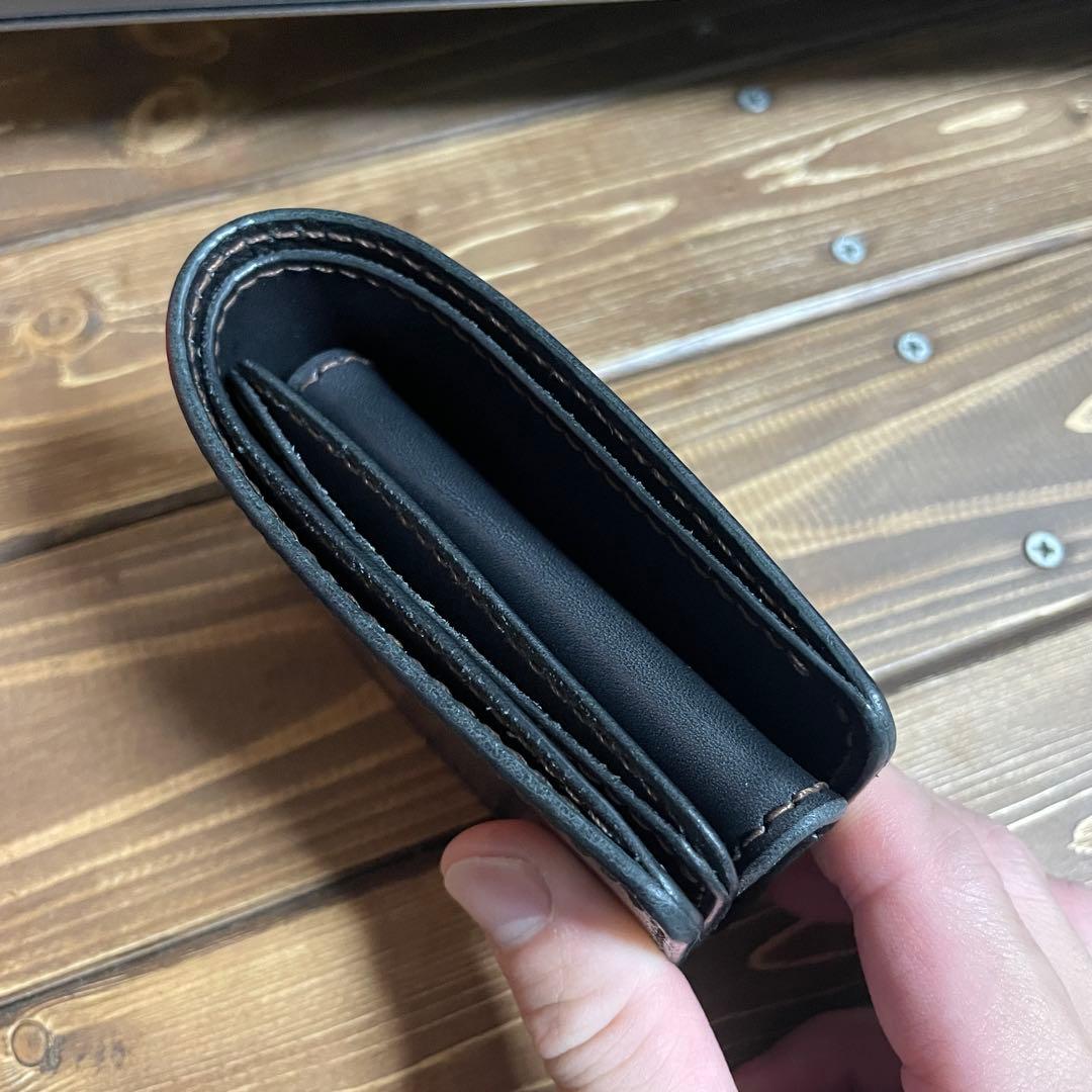 ハーフウォレット　栃木レザー　ワイルドレザー　ブラック