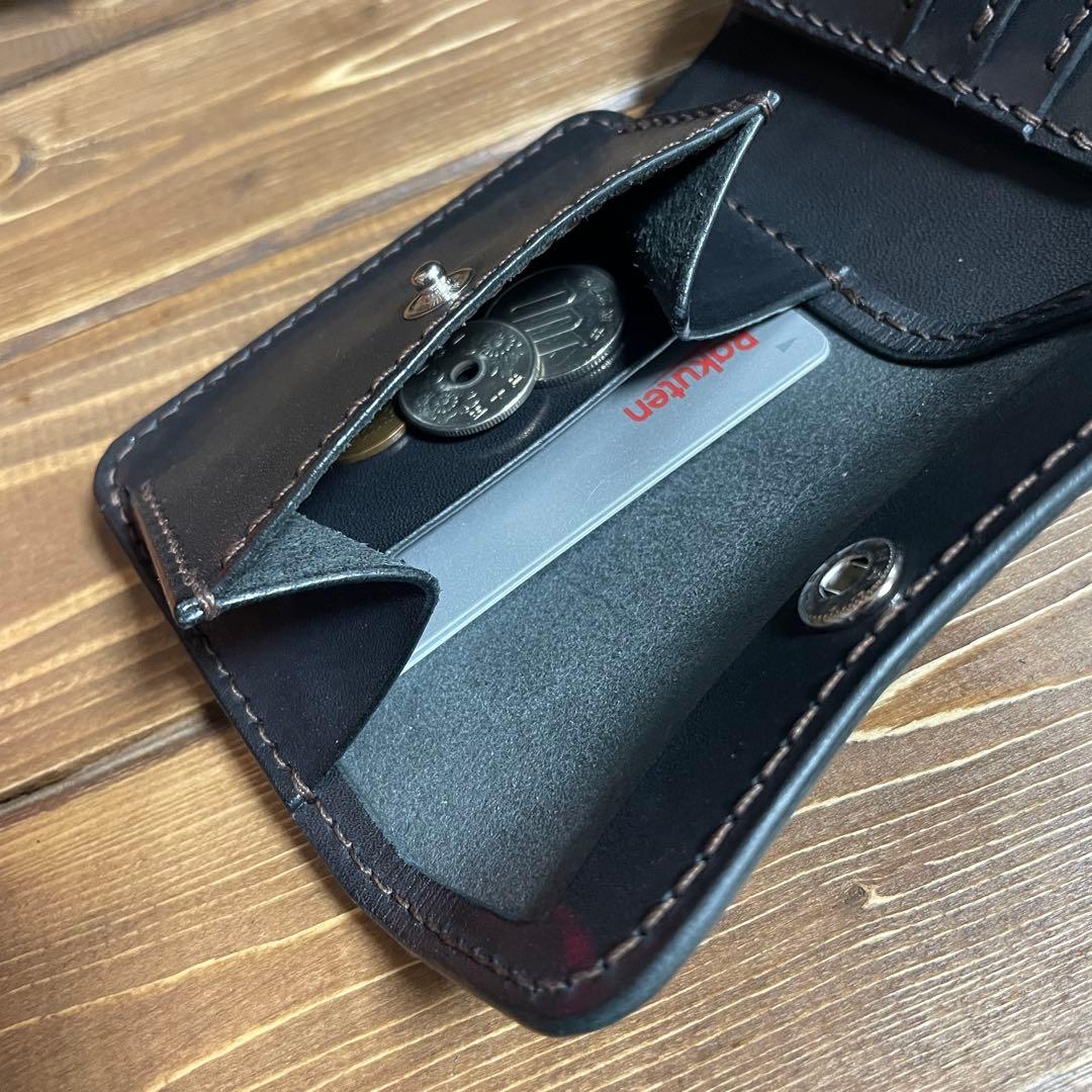 ハーフウォレット　栃木レザー　ワイルドレザー　ブラック