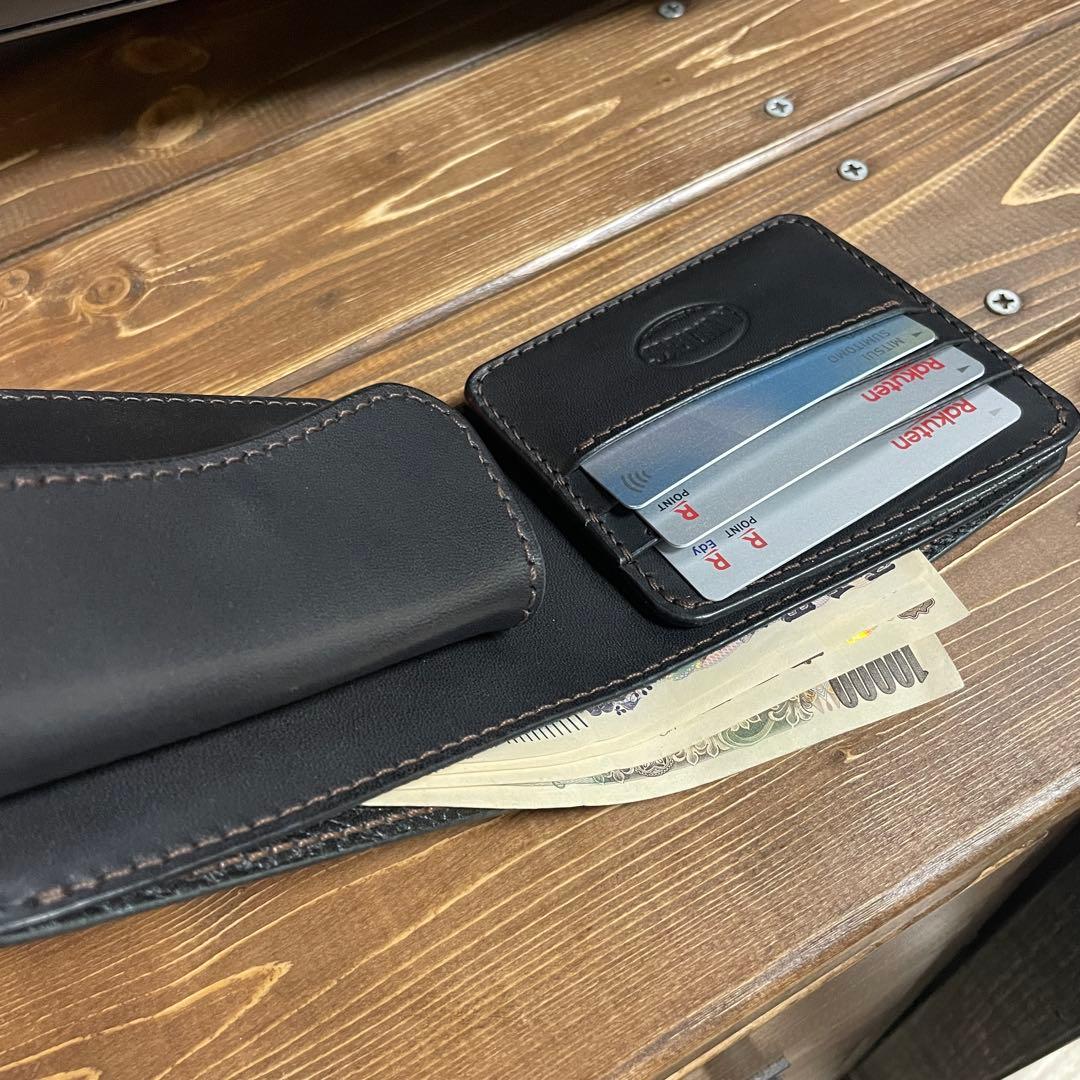 ハーフウォレット　栃木レザー　ワイルドレザー　ブラック