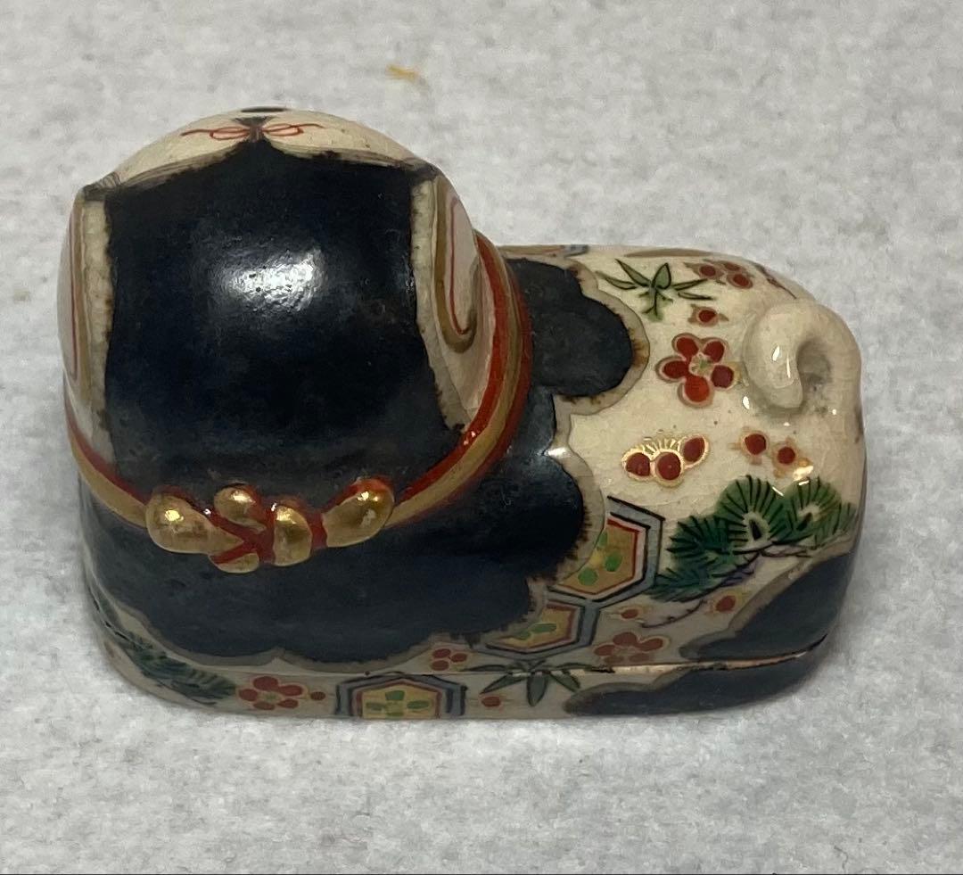 B400h「犬張子 香合」伊東陶山造　共箱　京焼　香道具　茶道具　キズ有