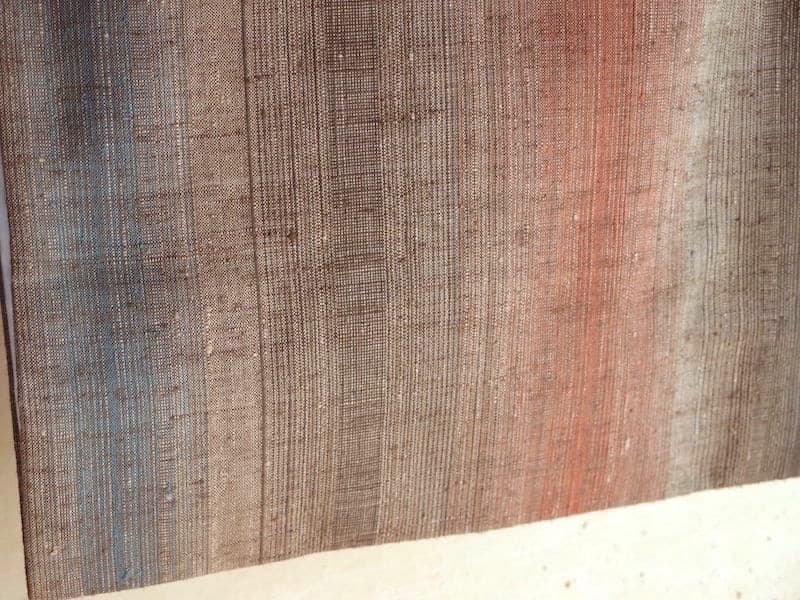 暈し織り紬着物（縦縞文）裄64,5 正絹美品