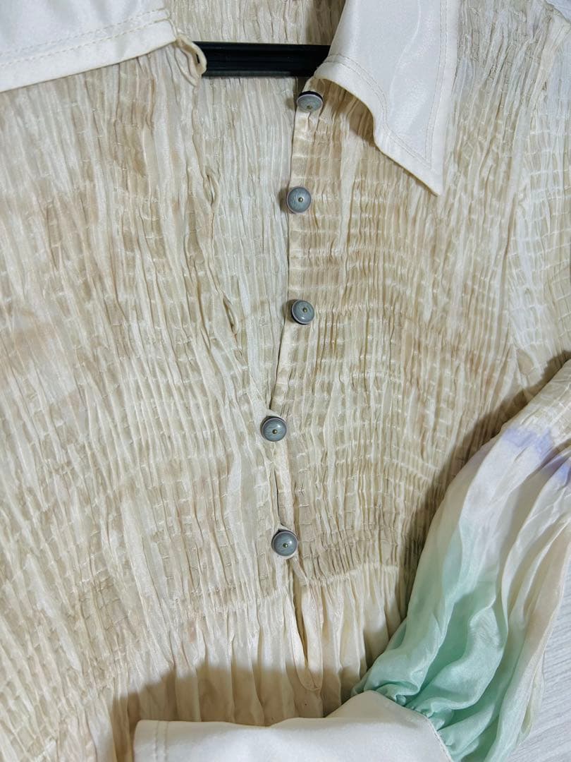 【未使用】Mame Kurogouchi 簾絞り染めシルクシャツドレス