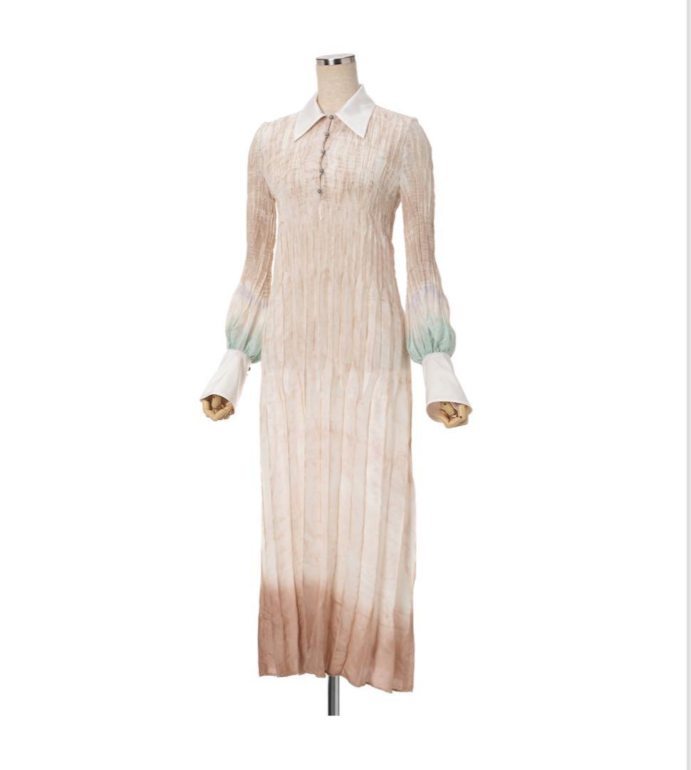 【未使用】Mame Kurogouchi 簾絞り染めシルクシャツドレス