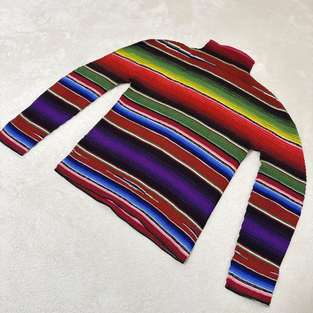 極美品✨ISSEY MIYAKE me プリーツ　長袖　マルチカラー　トップス