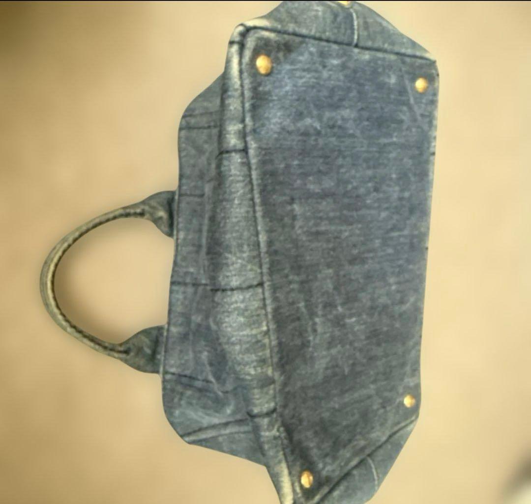 本日お値下げ中❣️PRADA デニム カナパバッグショルダー付❣️角ハンドル破れ無し