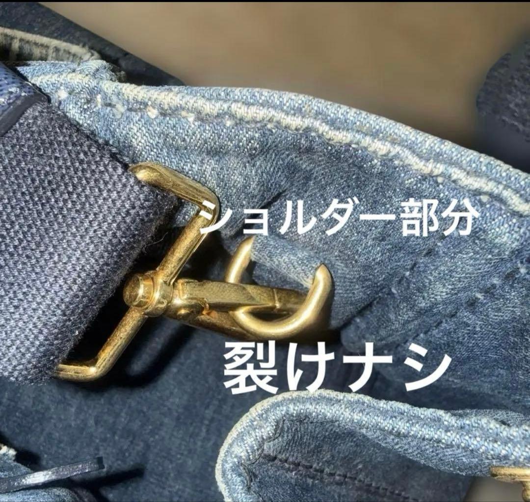 本日お値下げ中❣️PRADA デニム カナパバッグショルダー付❣️角ハンドル破れ無し