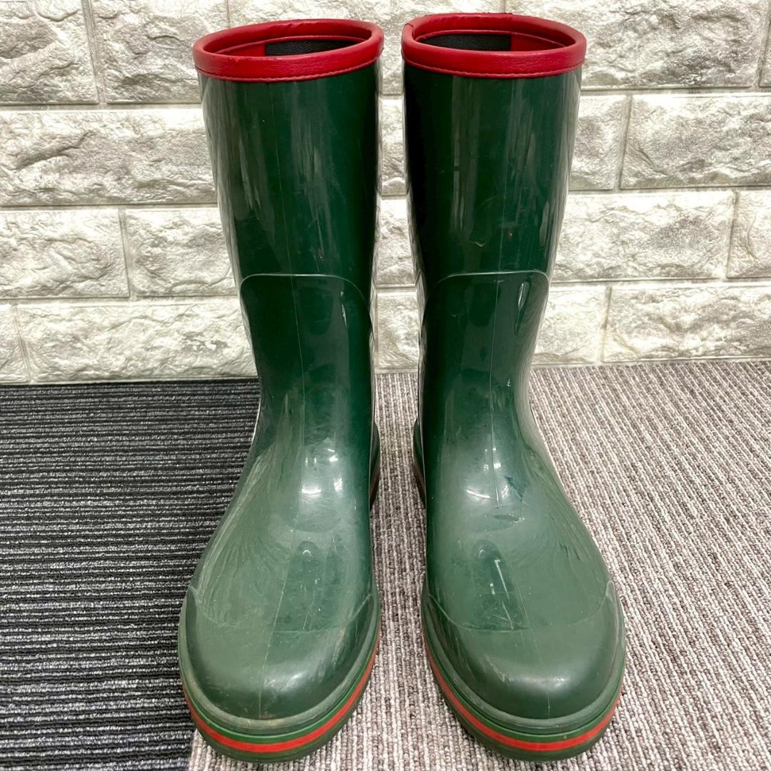 GUCCI　グッチ　レインブーツ　GG　シェリーライン　グリーン