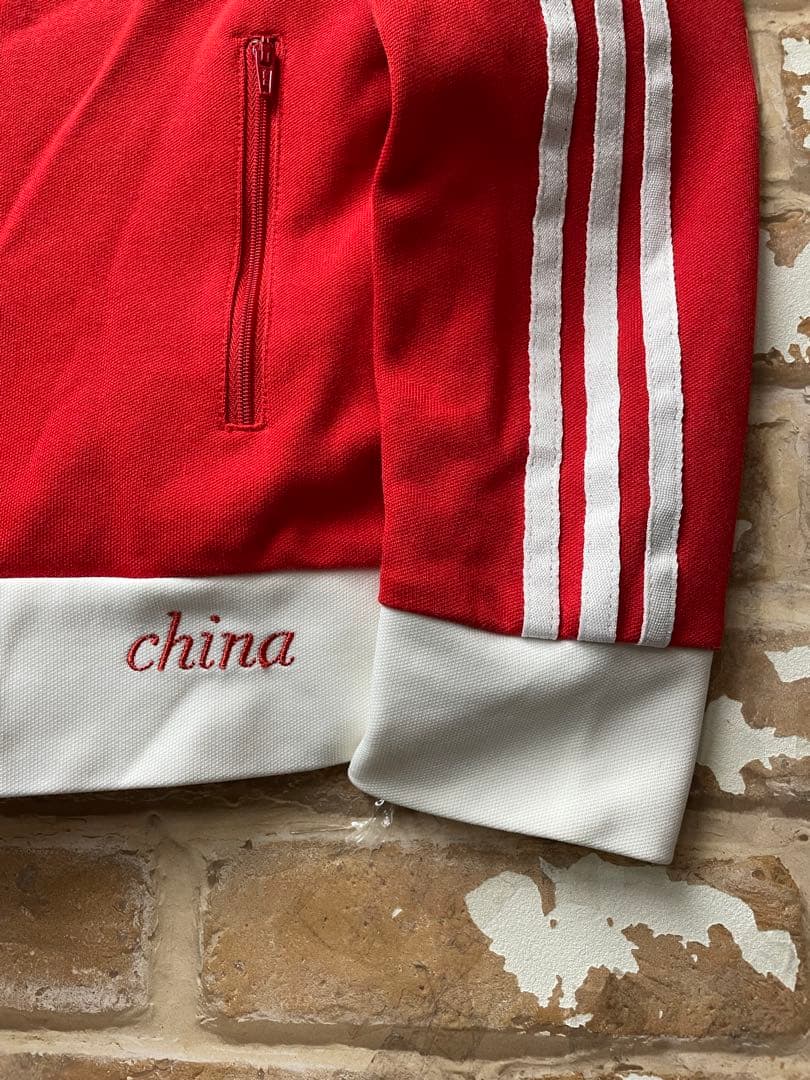 90s adidas アディダス　トラックジャケット　アーカイブ　中国　赤　刺繍