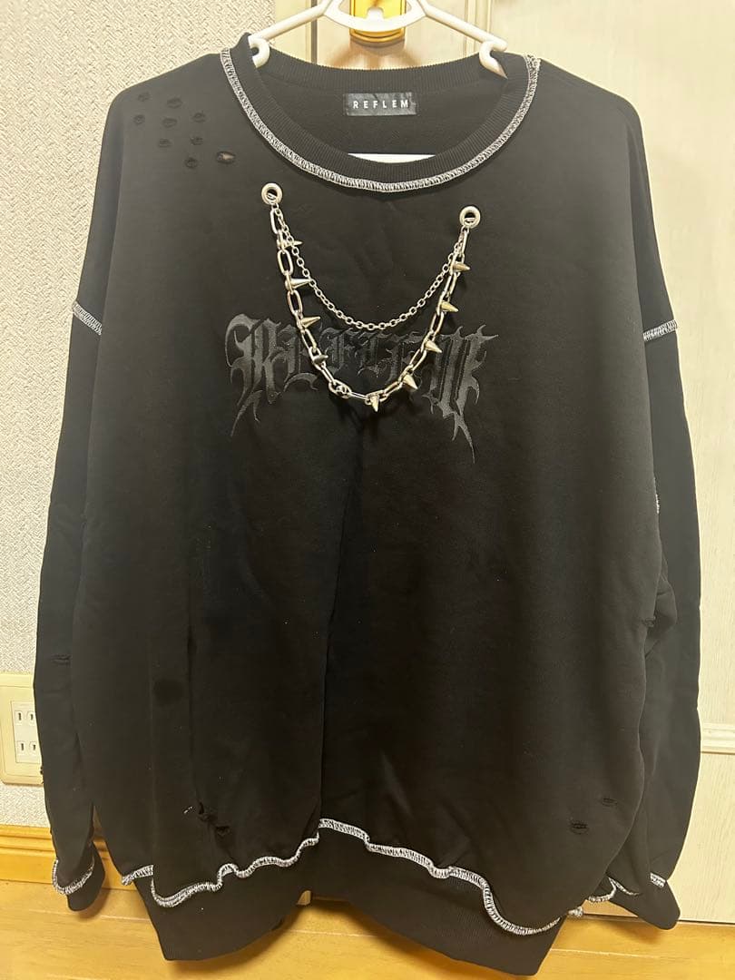 REFLEM レフレム 黒 ブラック トレーナー スウェット チェーン