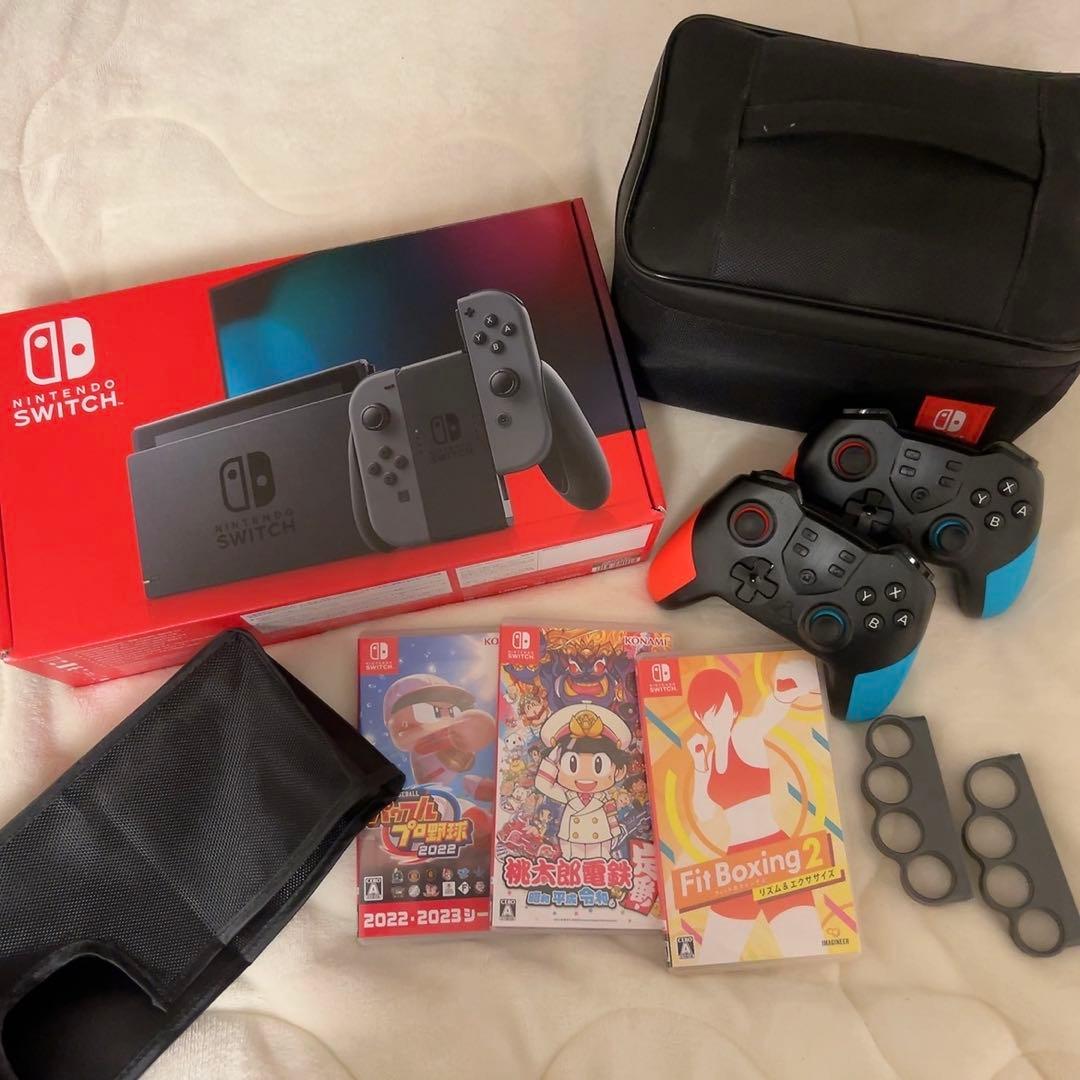 Switch本体 箱有 ソフト3本付 フルセット　付属品完備