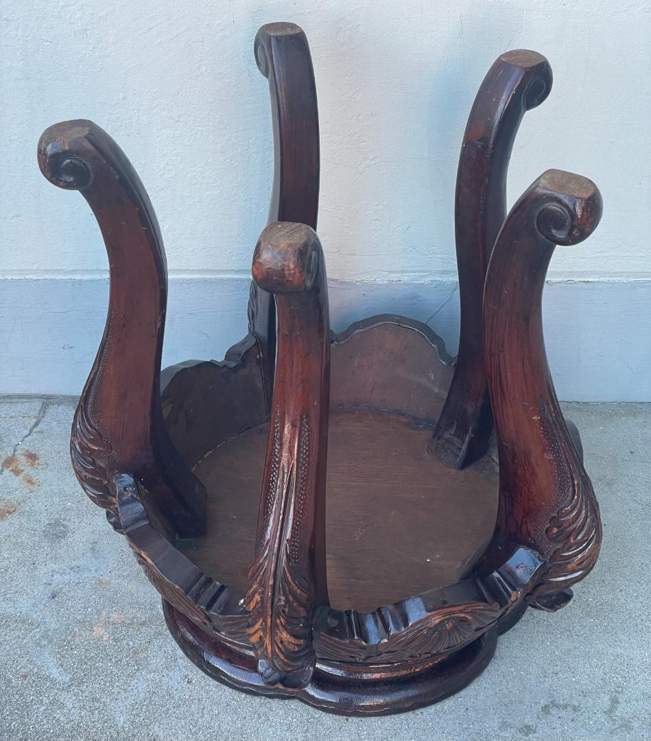 中国 アンティーク ヨーロッパ 猫足 脚 獅子 スツール テーブル 花台 彫刻