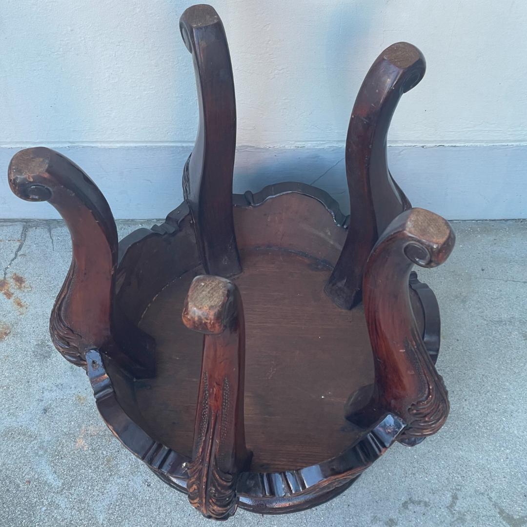 中国 アンティーク ヨーロッパ 猫足 脚 獅子 スツール テーブル 花台 彫刻