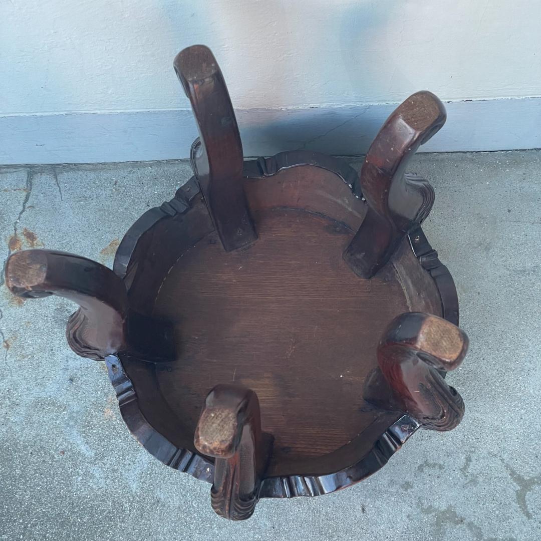 中国 アンティーク ヨーロッパ 猫足 脚 獅子 スツール テーブル 花台 彫刻