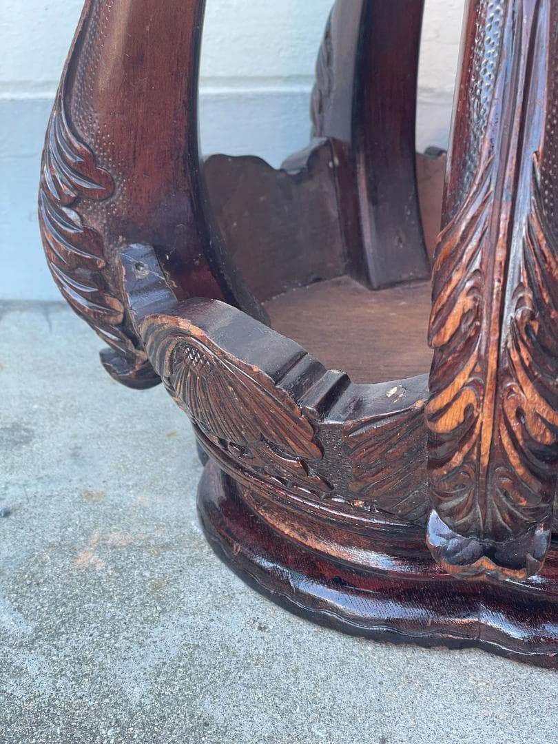 中国 アンティーク ヨーロッパ 猫足 脚 獅子 スツール テーブル 花台 彫刻