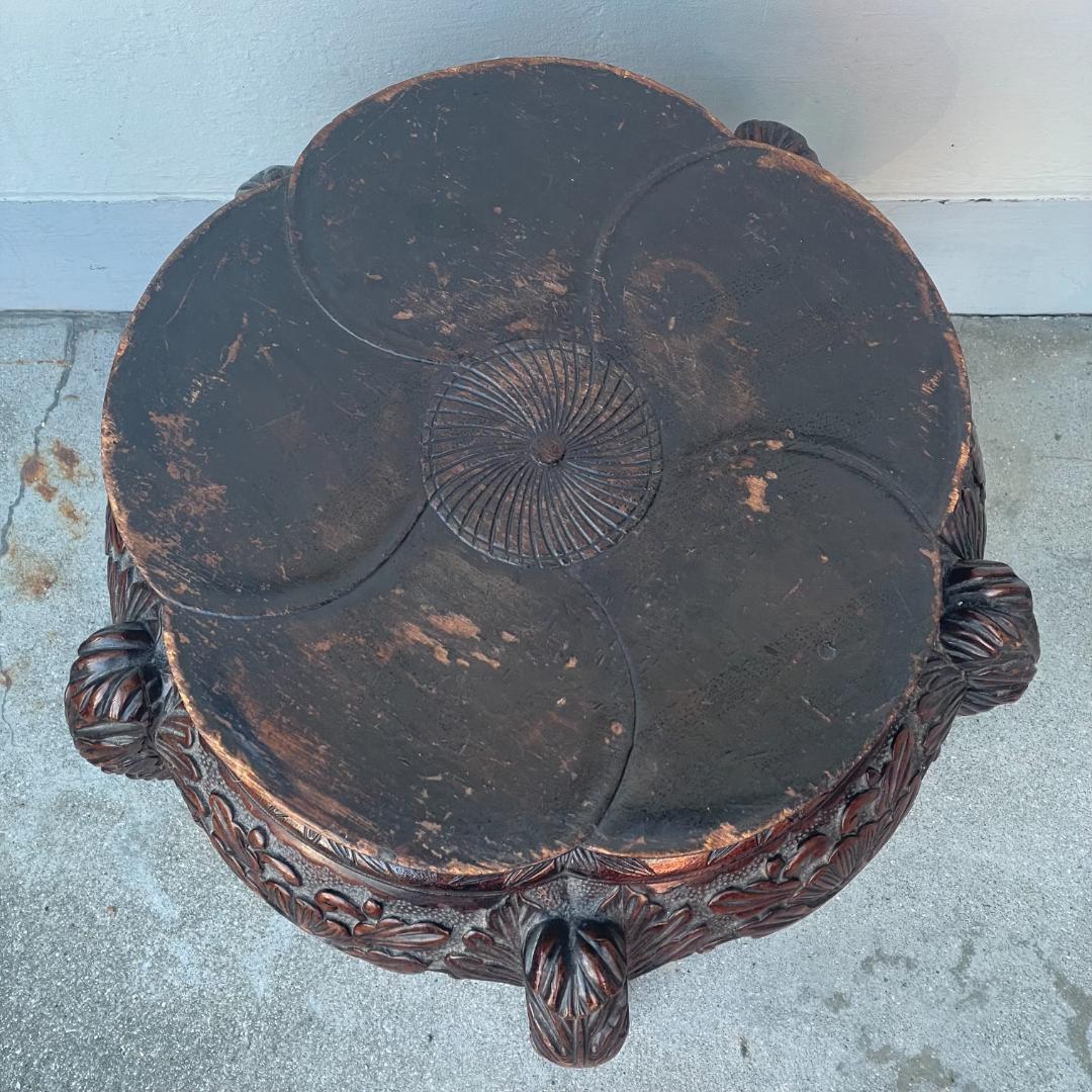 中国 アンティーク ヨーロッパ 猫足 脚 獅子 スツール テーブル 花台 彫刻