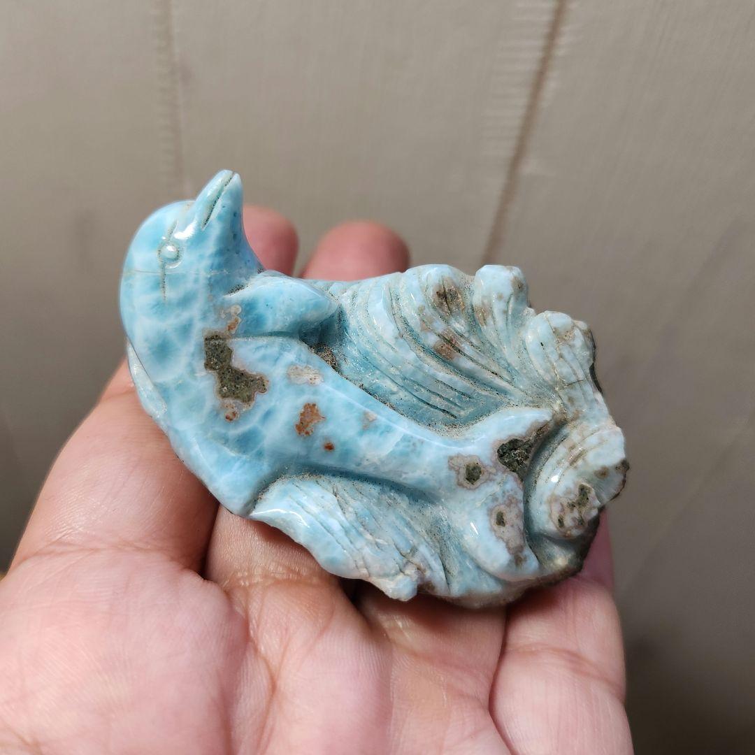 週末限定価格 ラリマー 原石 イルカ彫刻 置物