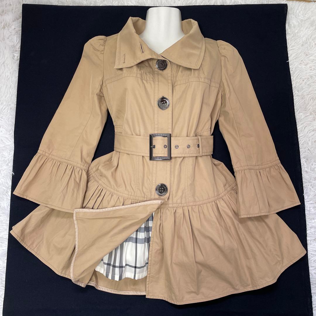 BURBERRY.BLUELABEL/バーバリー、七分袖、フリルトレンチコート