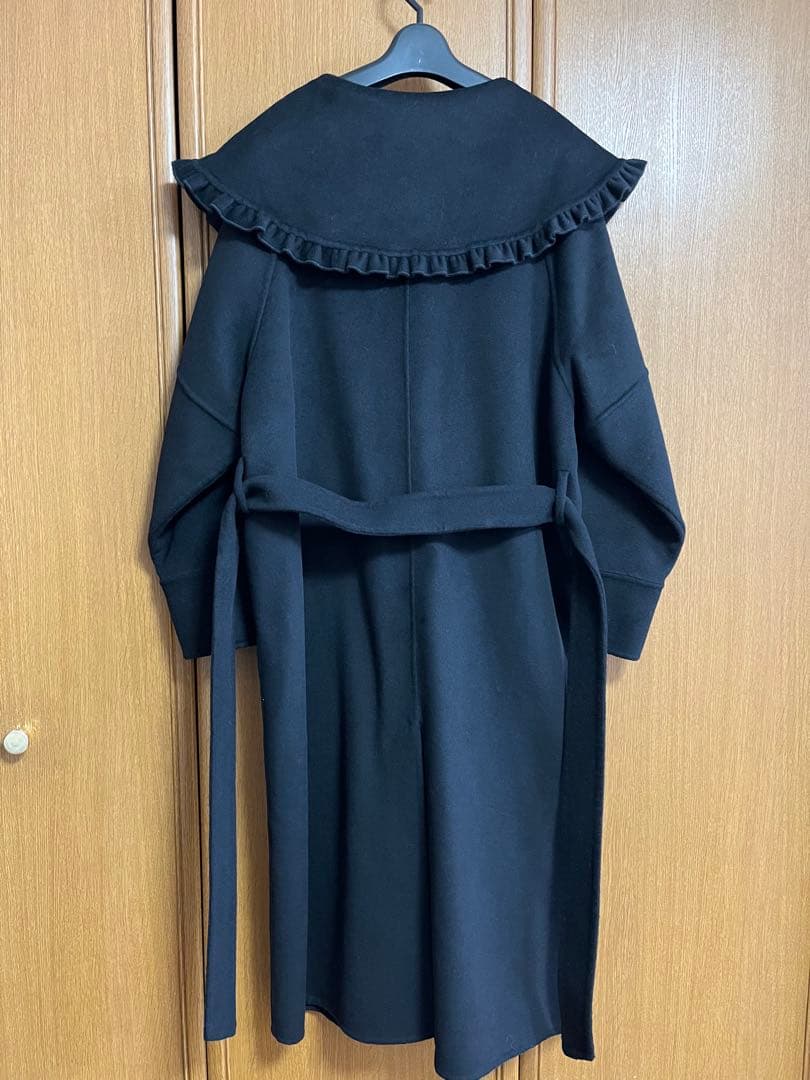 アンドラブ　クローゼット　&love closetフリル　コート　黒ブラック　S