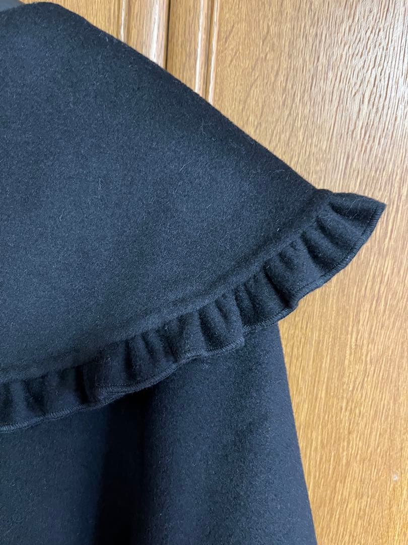 アンドラブ　クローゼット　&love closetフリル　コート　黒ブラック　S