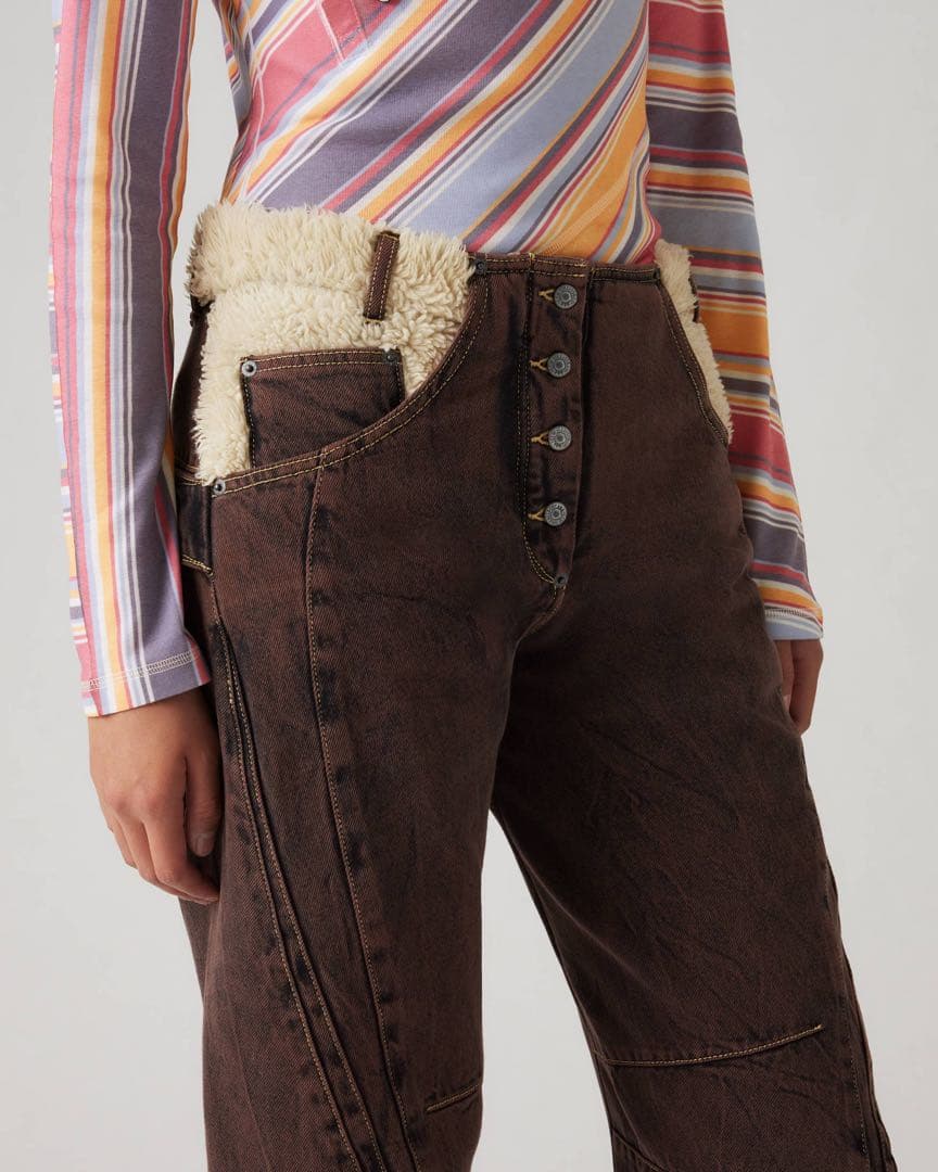 り*り様 深水光太変形ワイドデニムキココスタンディノフ×LEVI'S ブラウンデ