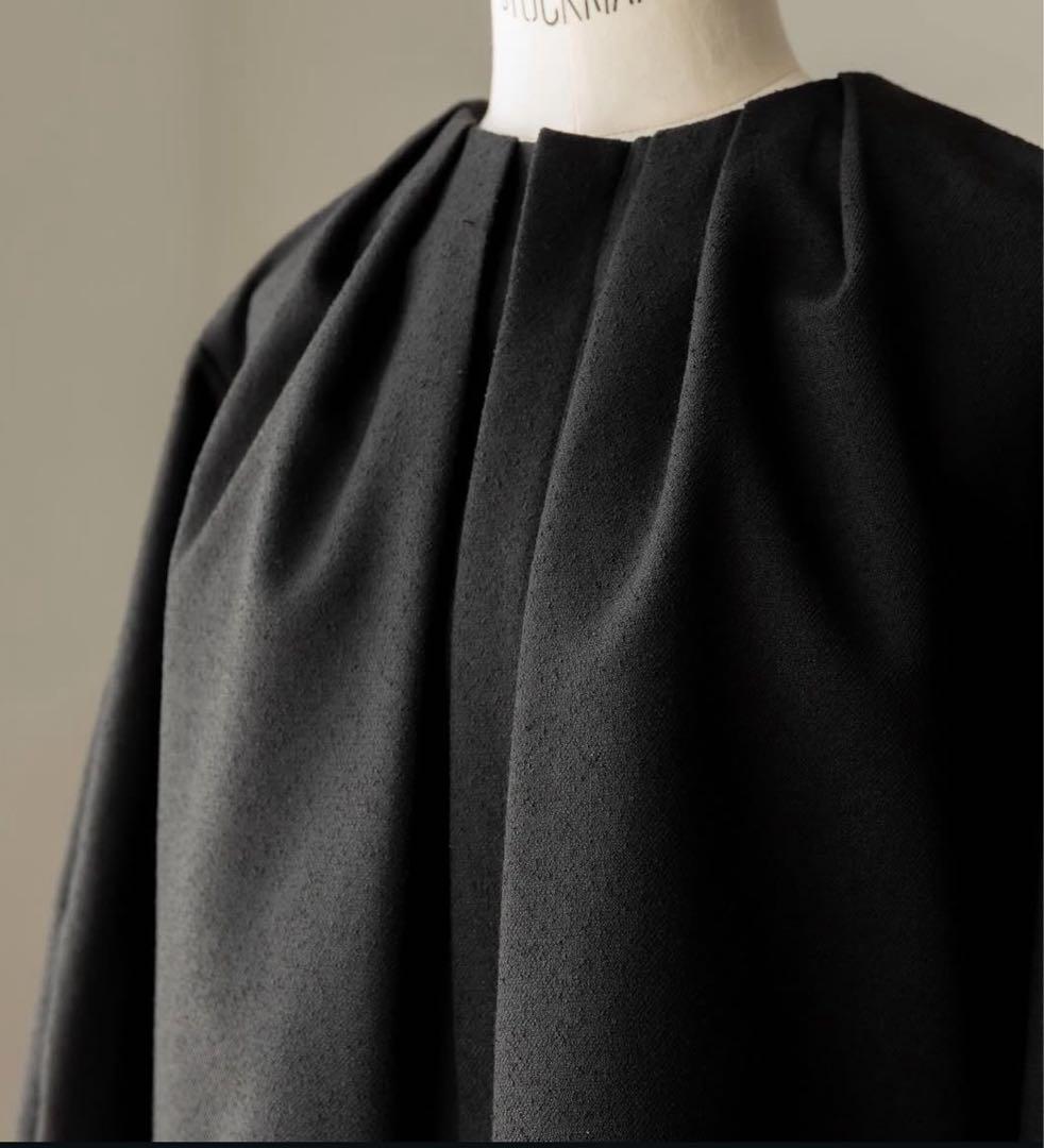 FREYノーカラージャケット 黒 バルーンスリーブ