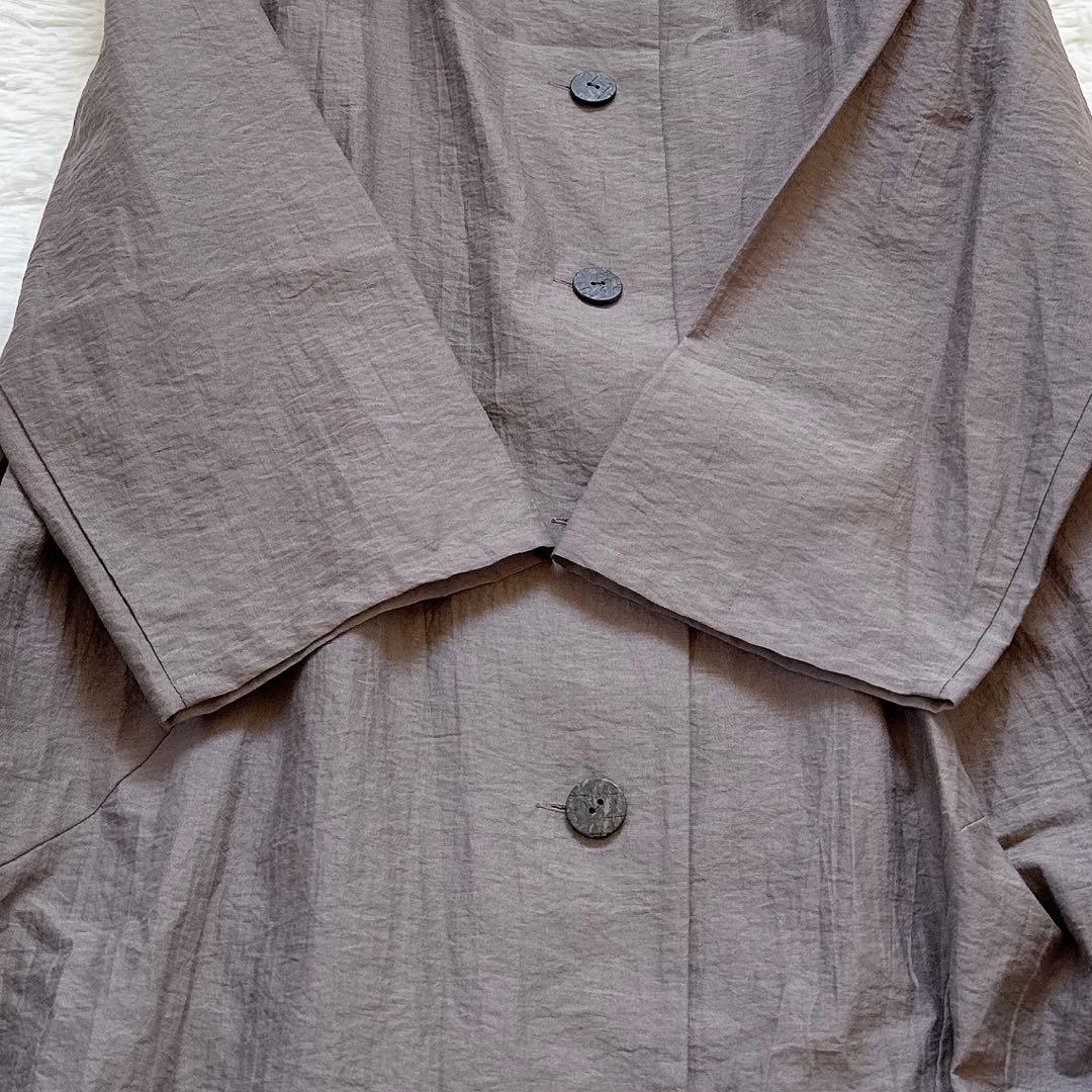 センソユニコ　慈雨　ナイロンコート　変形　コクーン　ショールカラー　サイズ40