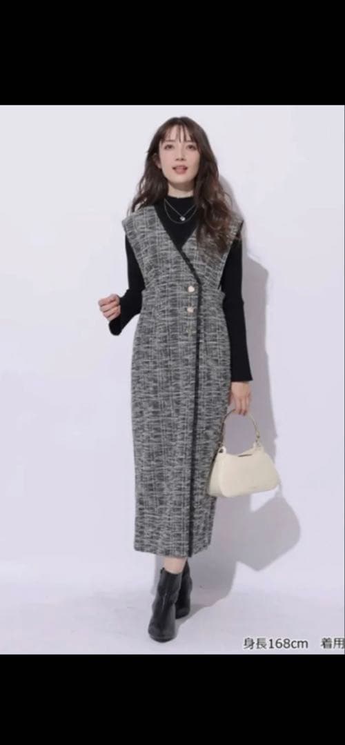 【Apuweiser-riche】ラップツイードジャンスカ