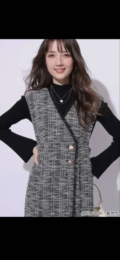 【Apuweiser-riche】ラップツイードジャンスカ