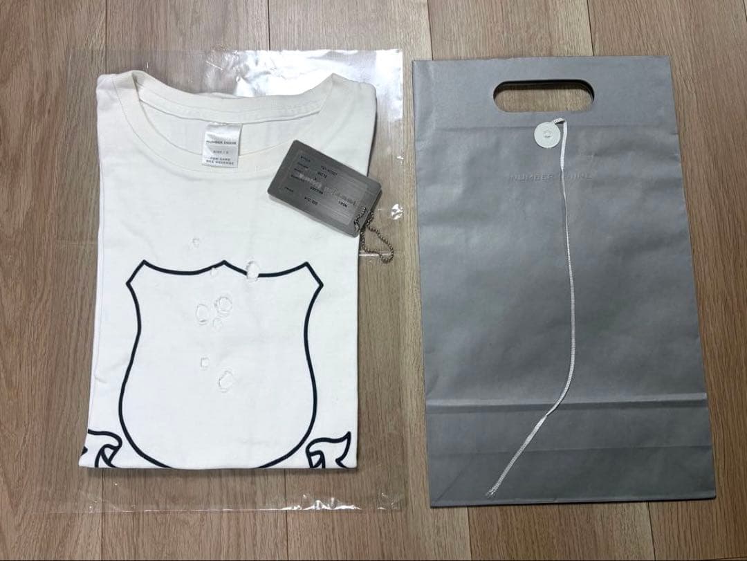 ナンバーナイン 名作 スタンダード期 エンブレムT 白 穴あき サイズ3