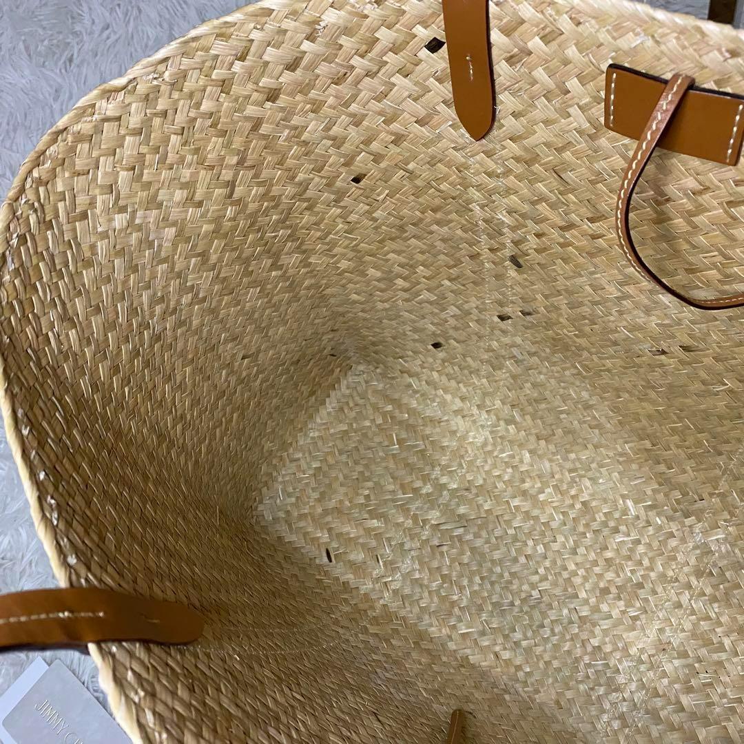 ジミーチュウロンドン　ラフィアトート　かごバッグ　スタッズ　星　大容量　レザー