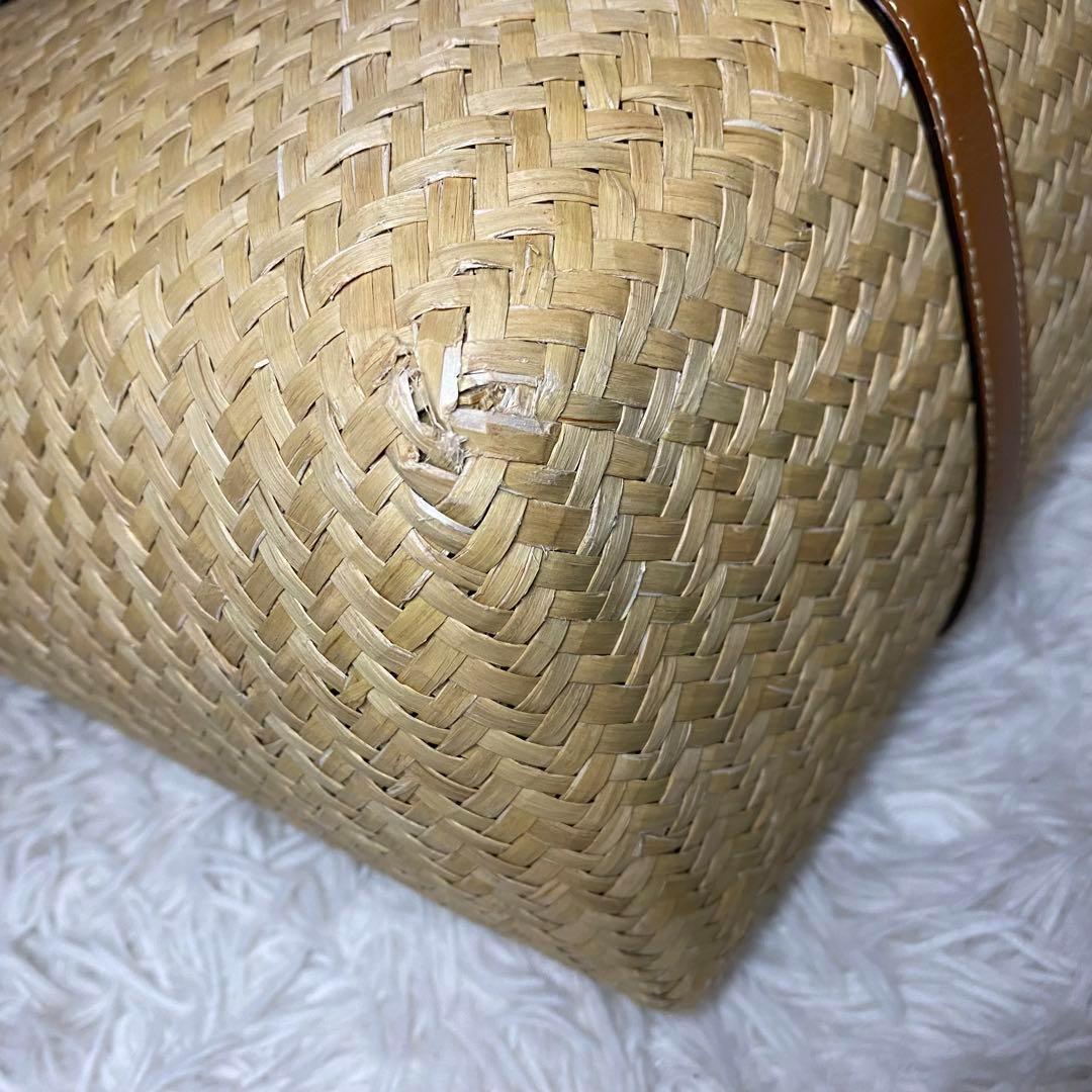 ジミーチュウロンドン　ラフィアトート　かごバッグ　スタッズ　星　大容量　レザー