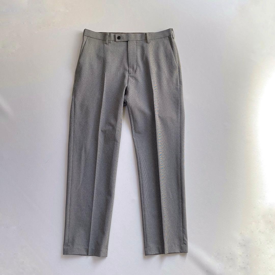 極美品 UNIQLO 感動スーツ セットアップ 千鳥柄 洗える グレー M